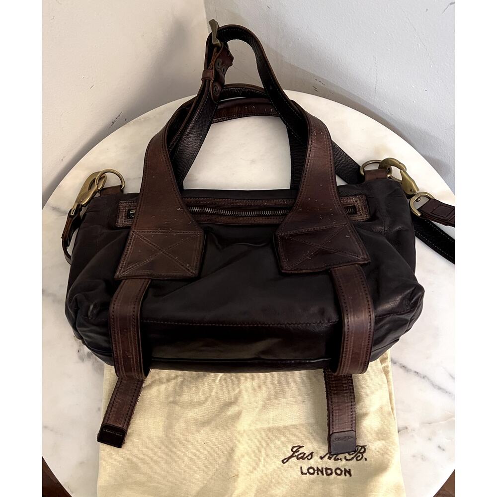 ARCHIVE 2009 Jas M.B. London WINGS Small Traveler Leather Bag Brown Dust Bag